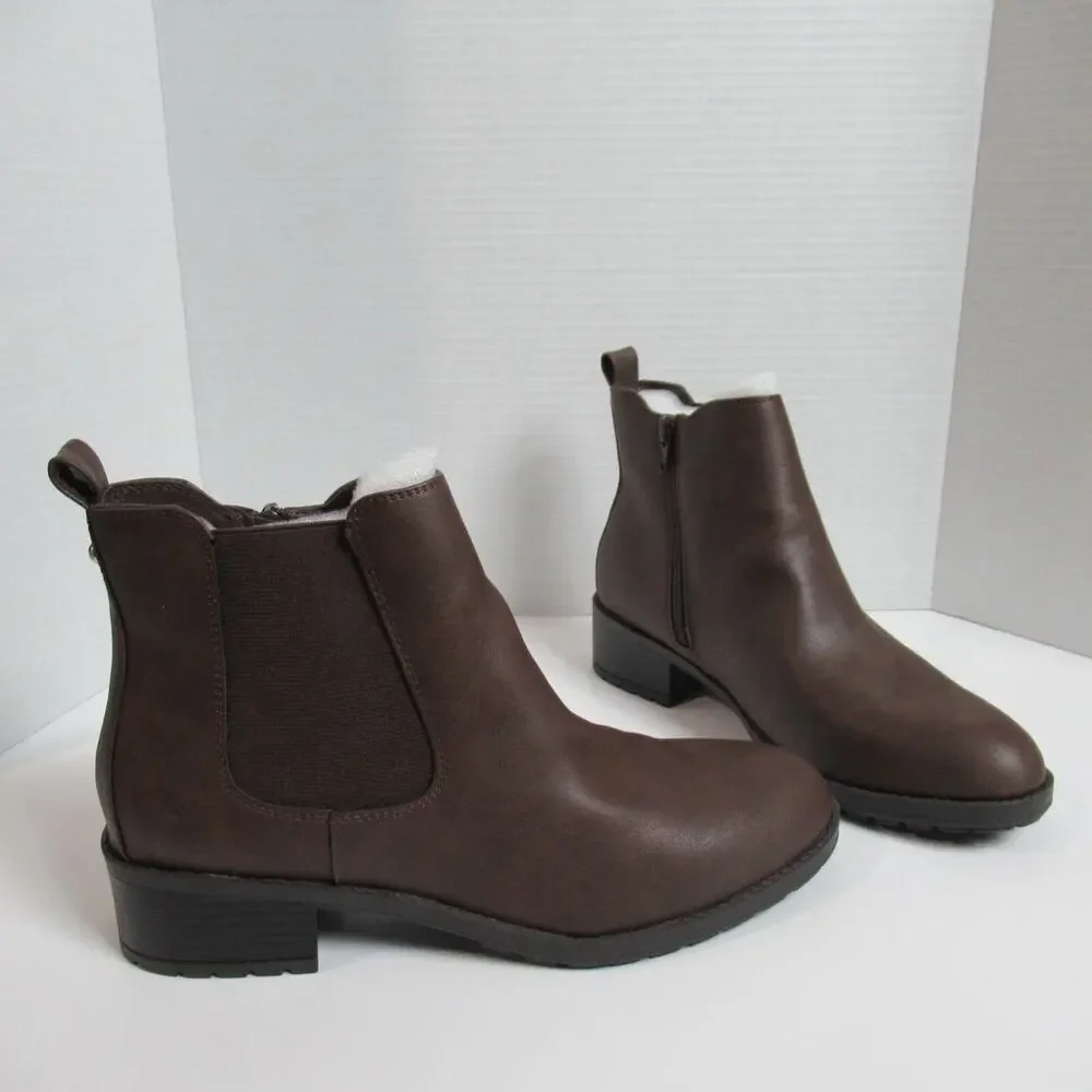 Simply Vera Boots 9.5 M Black Jaeger Buckle Ankle Bootie Faux Leather High Heel